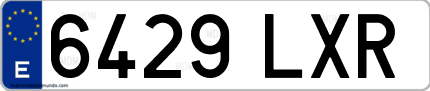 Ejemplo de matrícula de coche ordinaria 6429 LXR