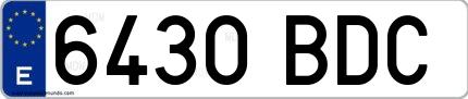 Ejemplo de matrícula española 6430 BDC