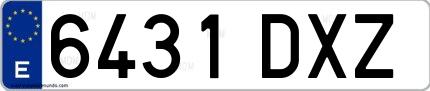 Ejemplo de matrícula española 6431 DXZ