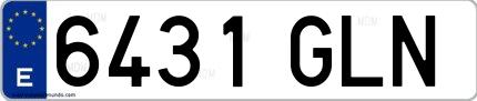 Ejemplo de matrícula española 6431 GLN