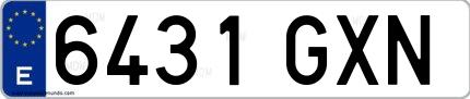 Ejemplo de matrícula española 6431 GXN