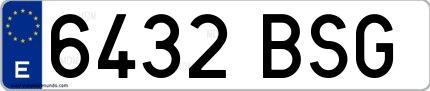 Ejemplo de matrícula española 6432 BSG