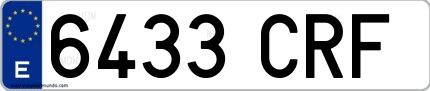 Ejemplo de matrícula española 6433 CRF