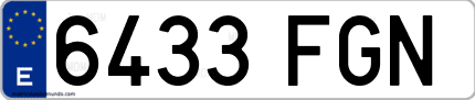 Ejemplo de matrícula de coche ordinaria 6433 FGN