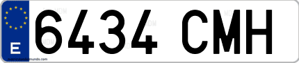 Ejemplo de matrícula de coche ordinaria 6434 CMH