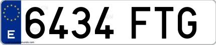 Ejemplo de matrícula española 6434 FTG