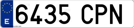 Ejemplo de matrícula española 6435 CPN