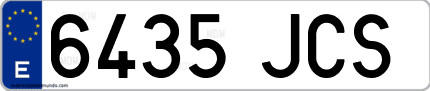 Ejemplo de matrícula de coche ordinaria 6435 JCS
