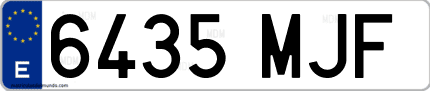 Ejemplo de matrícula de coche ordinaria 6435 MJF