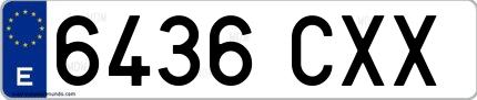 Ejemplo de matrícula española 6436 CXX