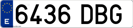Ejemplo de matrícula de coche ordinaria 6436 DBG
