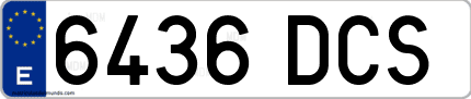 Ejemplo de matrícula de coche ordinaria 6436 DCS