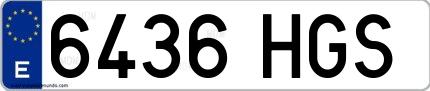 Ejemplo de matrícula española 6436 HGS
