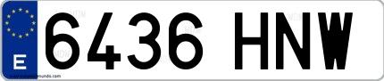 Ejemplo de matrícula española 6436 HNW
