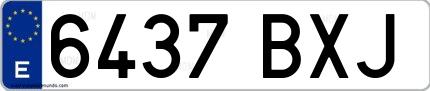 Ejemplo de matrícula española 6437 BXJ