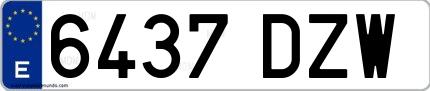 Ejemplo de matrícula española 6437 DZW