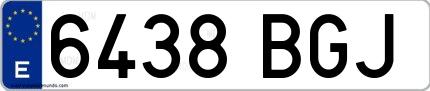 Ejemplo de matrícula española 6438 BGJ