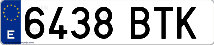 Ejemplo de matrícula de coche ordinaria 6438 BTK