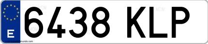 Ejemplo de matrícula española 6438 KLP