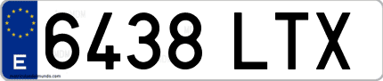 Ejemplo de matrícula de coche ordinaria 6438 LTX