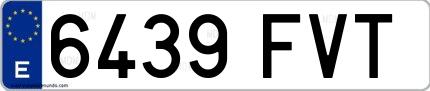 Ejemplo de matrícula española 6439 FVT
