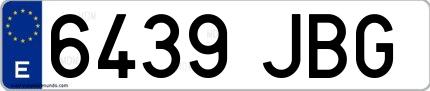 Ejemplo de matrícula española 6439 JBG