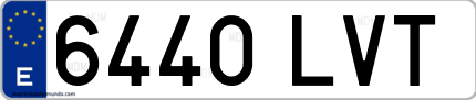 Ejemplo de matrícula de coche ordinaria 6440 LVT