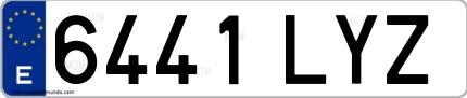 Ejemplo de matrícula española 6441 LYZ