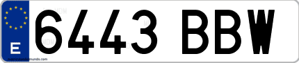 Ejemplo de matrícula de coche ordinaria 6443 BBW