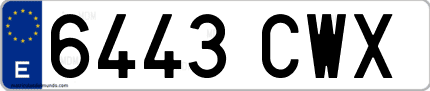 Ejemplo de matrícula de coche ordinaria 6443 CWX