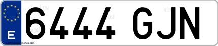 Ejemplo de matrícula española 6444 GJN