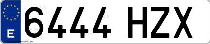 Ejemplo de matrícula española 6444 HZX