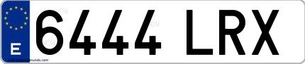 Ejemplo de matrícula española 6444 LRX
