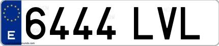 Ejemplo de matrícula española 6444 LVL