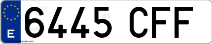 Ejemplo de matrícula de coche ordinaria 6445 CFF