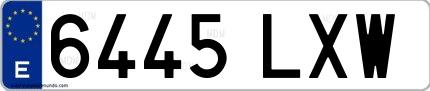 Ejemplo de matrícula española 6445 LXW