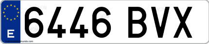 Ejemplo de matrícula de coche ordinaria 6446 BVX
