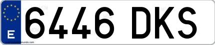 Ejemplo de matrícula española 6446 DKS