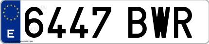 Ejemplo de matrícula española 6447 BWR