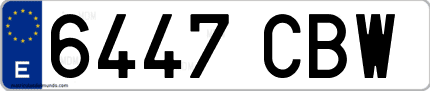 Ejemplo de matrícula de coche ordinaria 6447 CBW