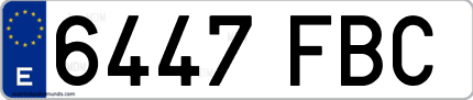 Ejemplo de matrícula de coche ordinaria 6447 FBC