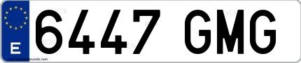 Ejemplo de matrícula española 6447 GMG
