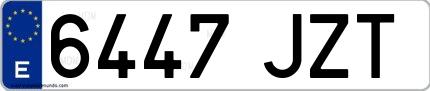 Ejemplo de matrícula española 6447 JZT