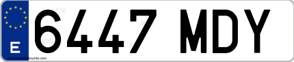 Ejemplo de matrícula de coche ordinaria 6447 MDY