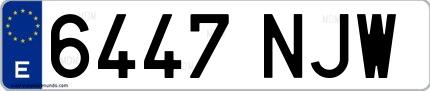 Ejemplo de matrícula española 6447 NJW