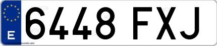 Ejemplo de matrícula española 6448 FXJ