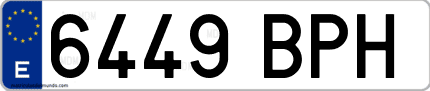 Ejemplo de matrícula de coche ordinaria 6449 BPH