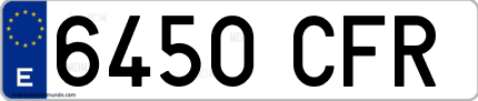 Ejemplo de matrícula de coche ordinaria 6450 CFR
