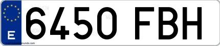 Ejemplo de matrícula española 6450 FBH