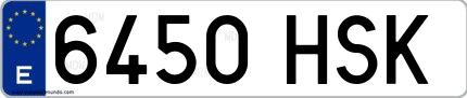 Ejemplo de matrícula española 6450 HSK
